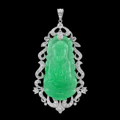 Guan Yin Jade Diamond Pendant