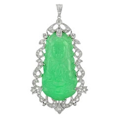 Guan Yin Jade Diamond Pendant