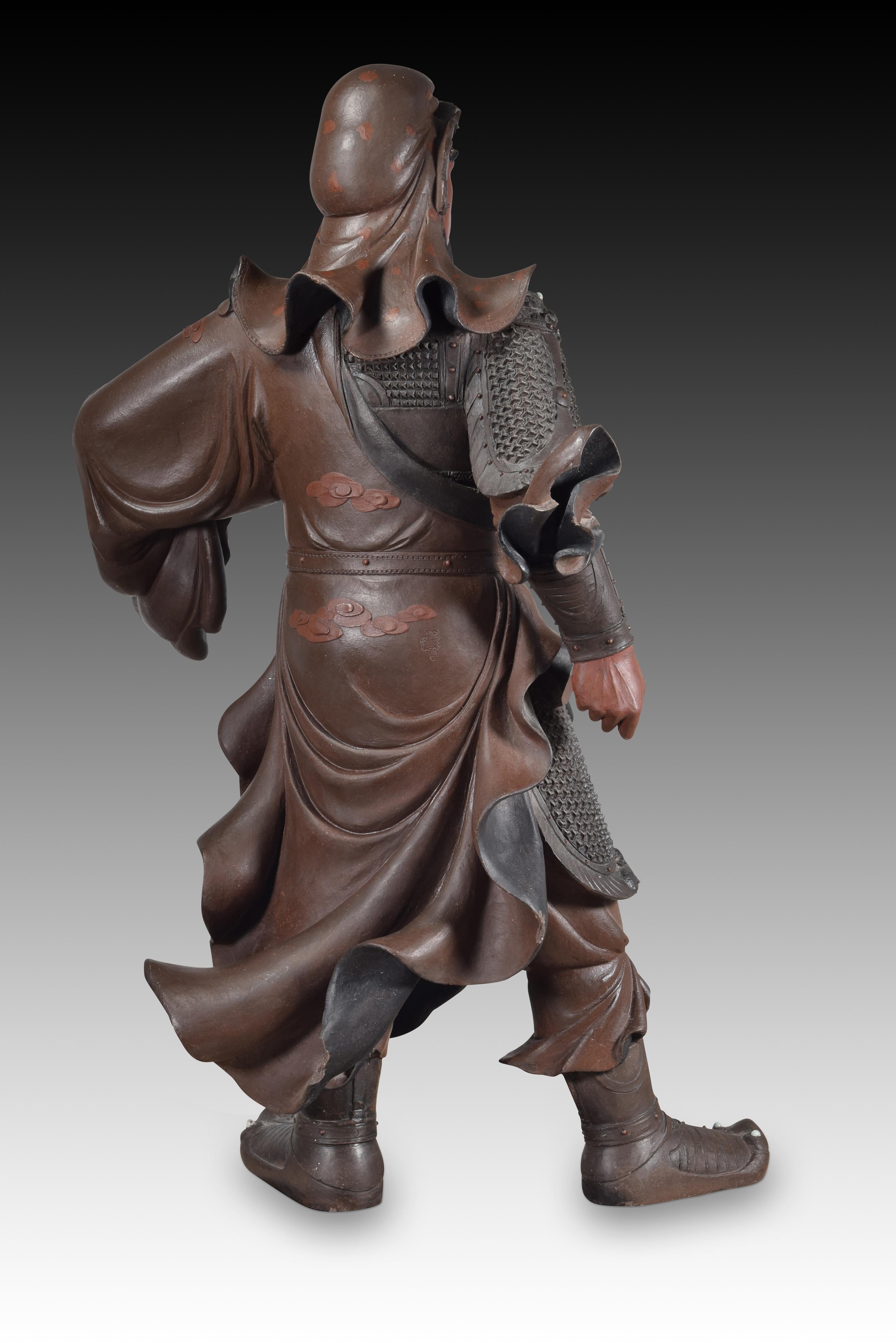 Guan Yu. Terracotta. 20th century.  In Good Condition For Sale In Madrid, ES