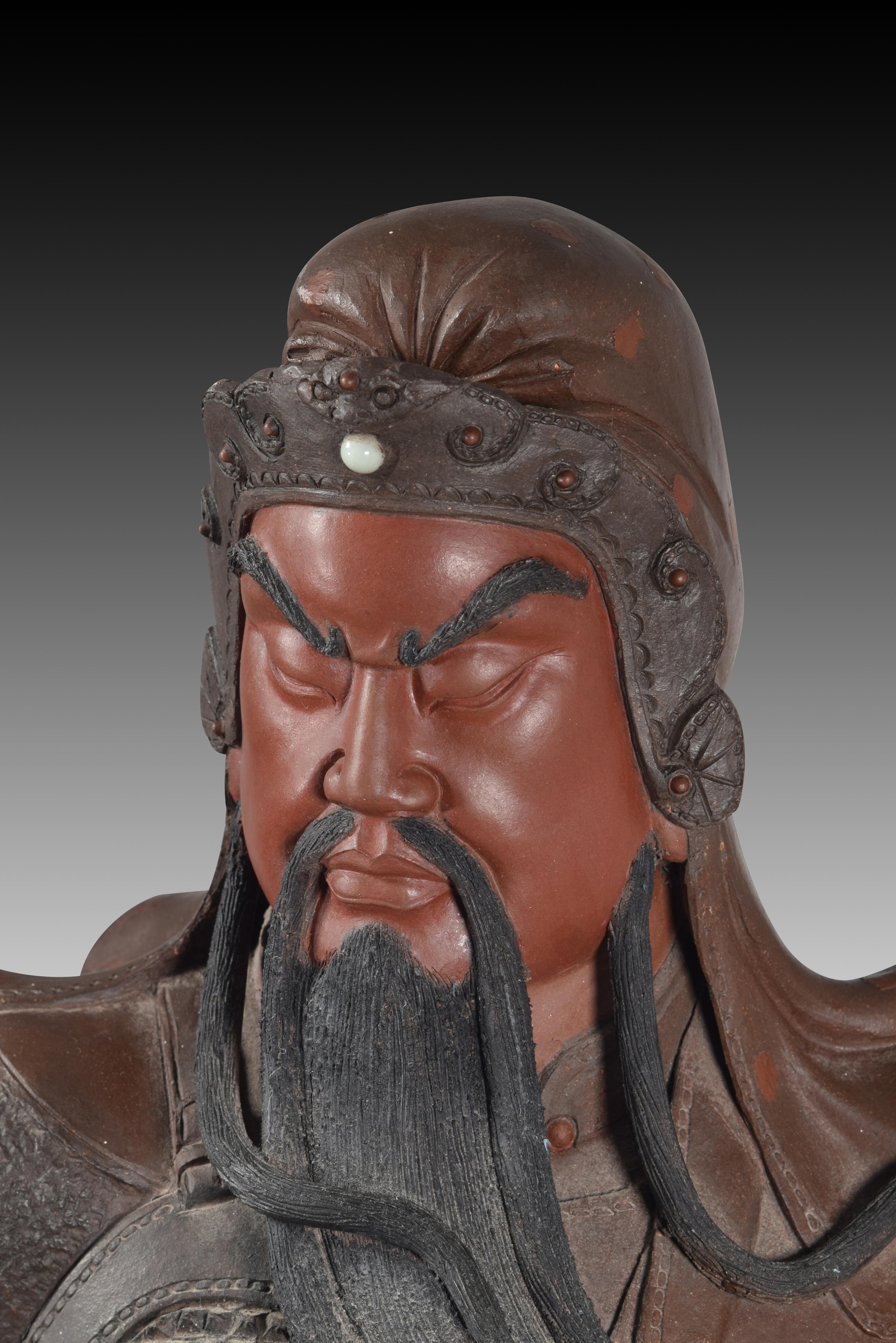 Guan Yu. Terre cuite. 20e siècle.  en vente 2