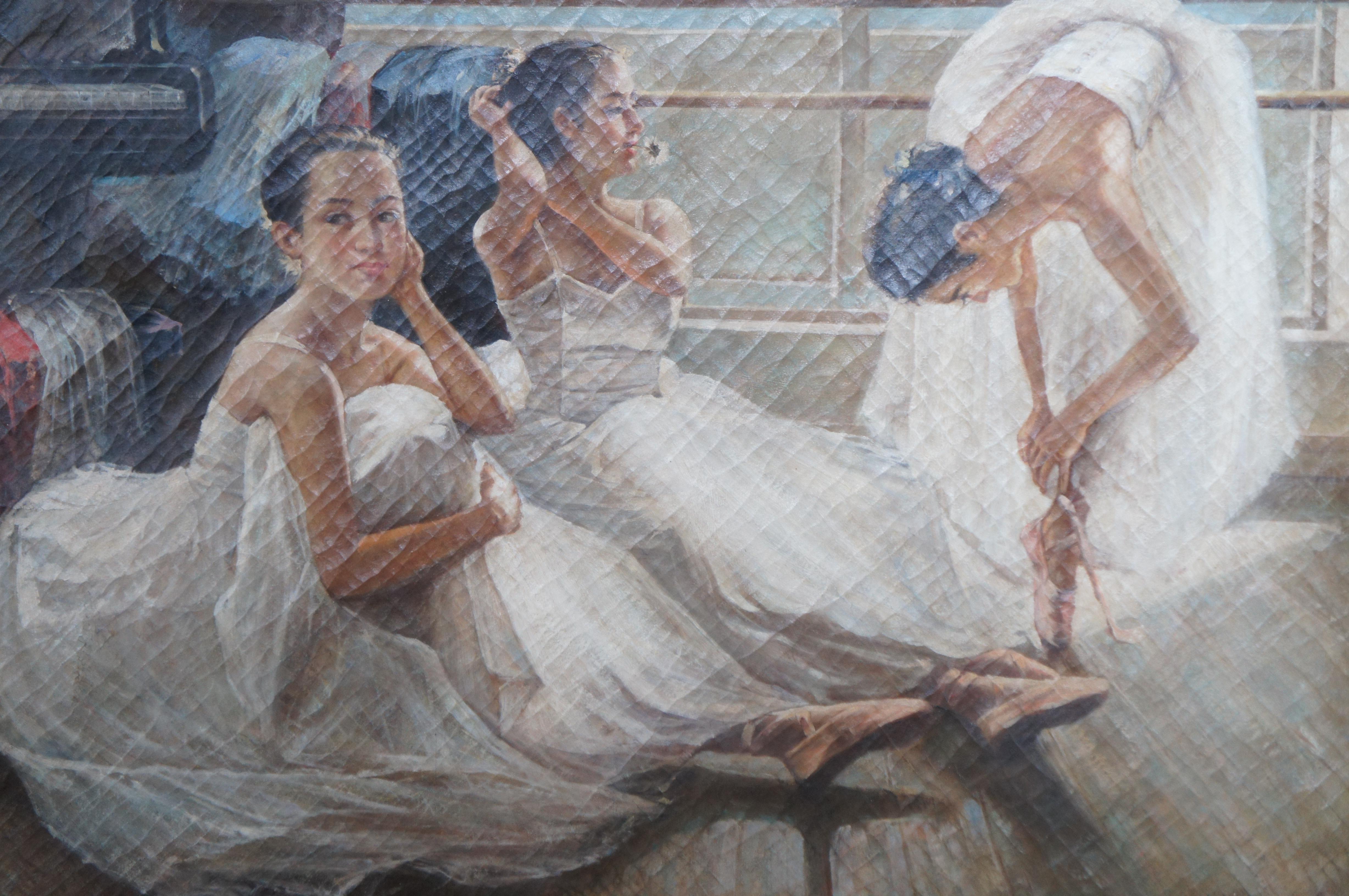 20th Century Guan Zeju Ballet Dancers in the Studio Impressionist Oil Painting Canvas 44