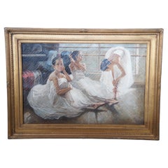 Guan Zeju Ballet Dancers in the Studio Impressionist Oil Painting Canvas 44"