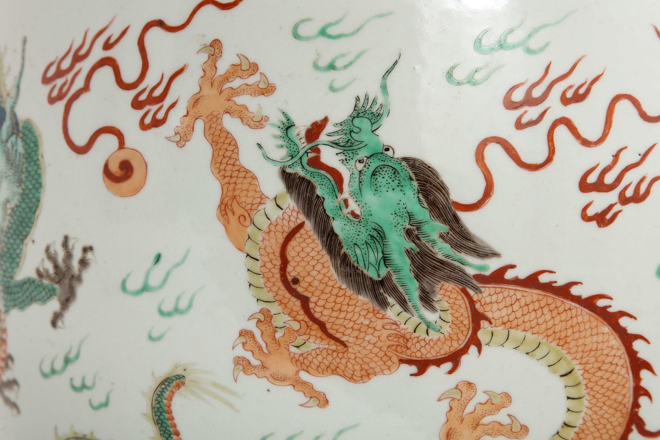 Guangxu Famille Rose Wucai Jardinière mit fünfkralligen Drachen im Angebot 5