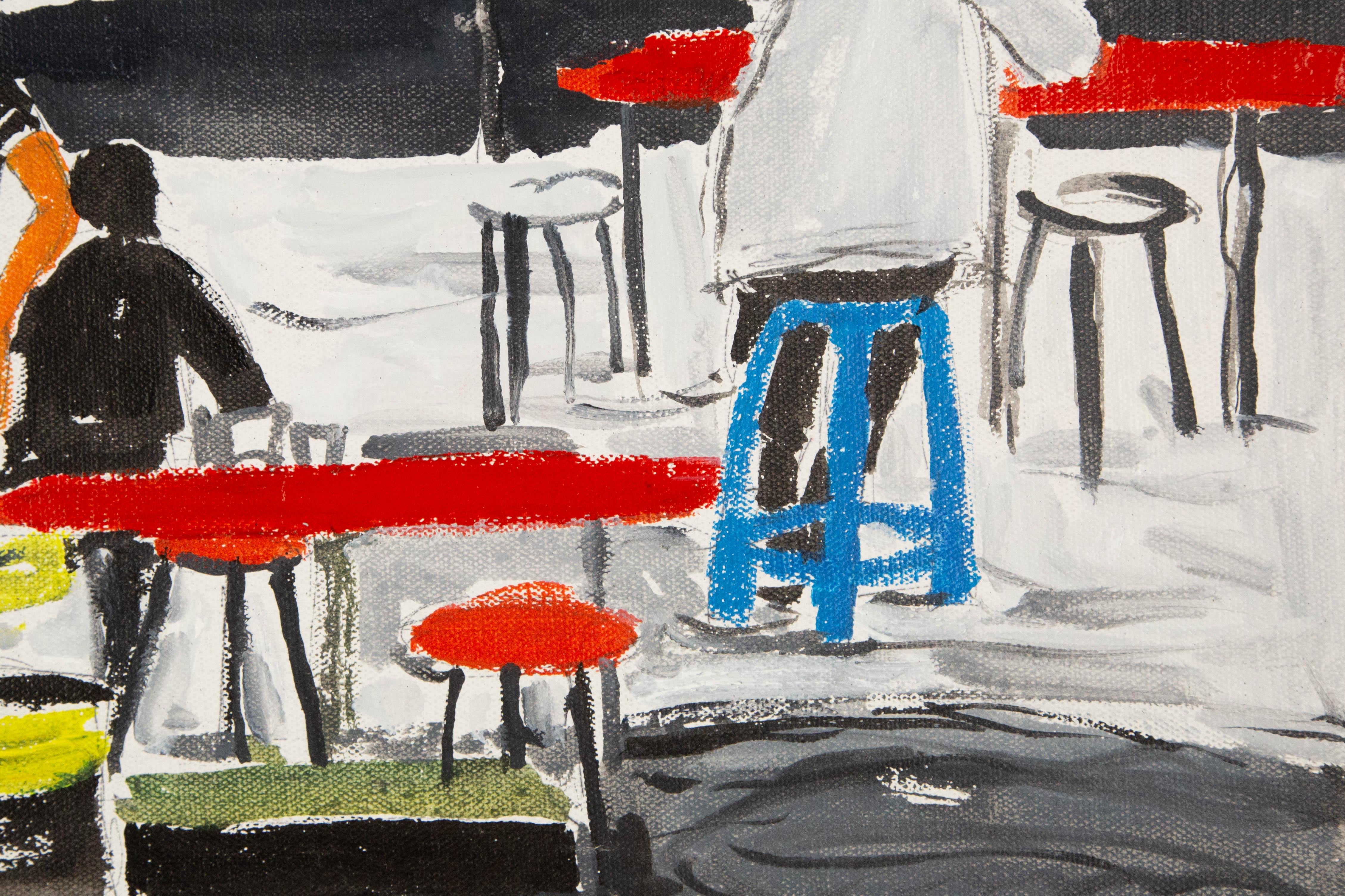Guangyu Ding Impressionistisches Original Acryl auf Leinwand „Daily Life Series I“ von Guangyu Ding im Angebot 4