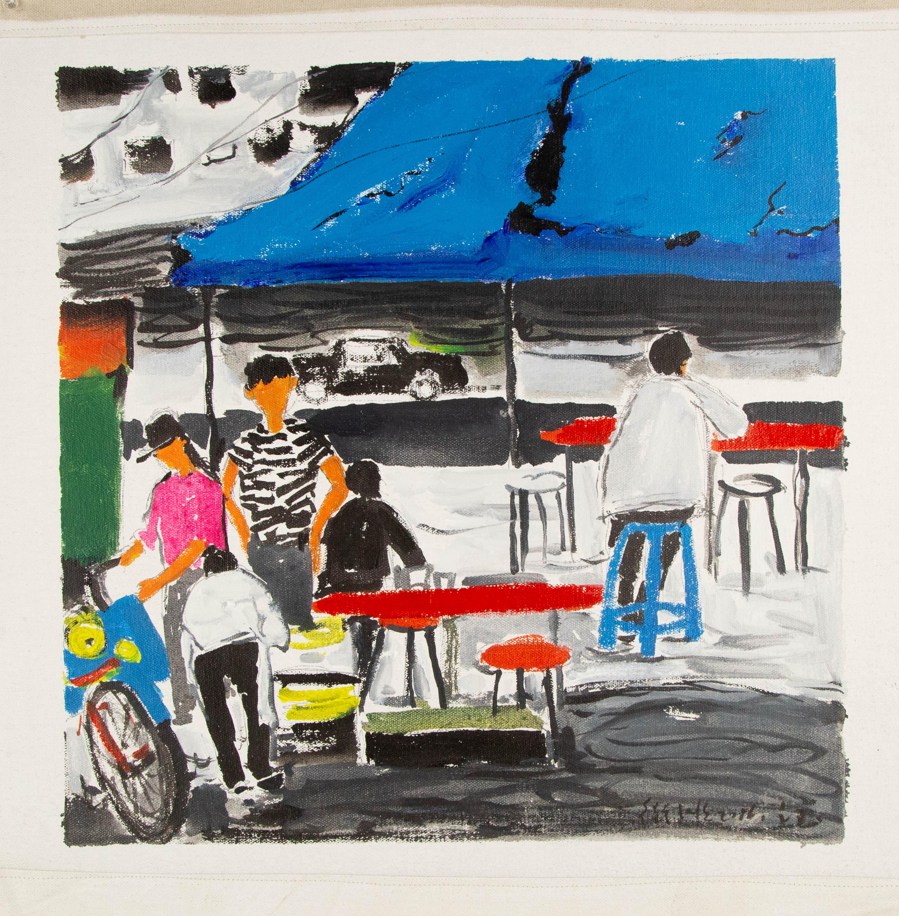 Guangyu Ding Impressionistisches Original Acryl auf Leinwand „Daily Life Series I“ von Guangyu Ding im Angebot 7