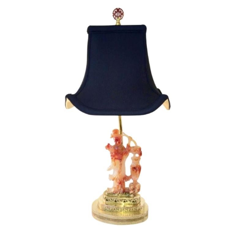 Guanjin Figure Jadeite Lamp, 19th Century