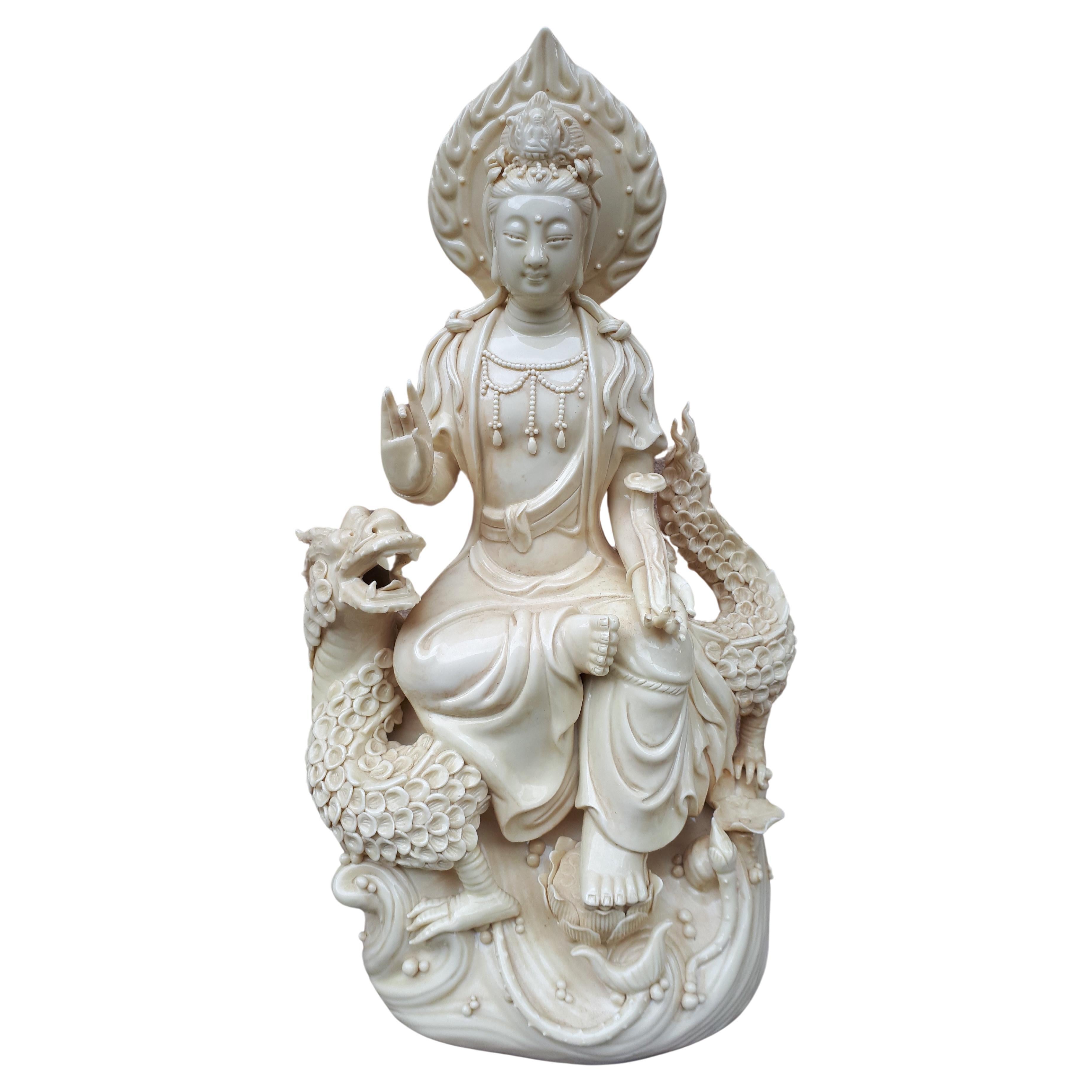 Guanyin Blanc De Chine Statue, Republic Period For Sale