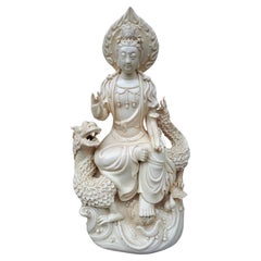 Statue Guanyin Blanc De Chine, période de la République