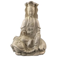 Antique Guanyin in Porcelain "Blanc de Chine", circa 1900