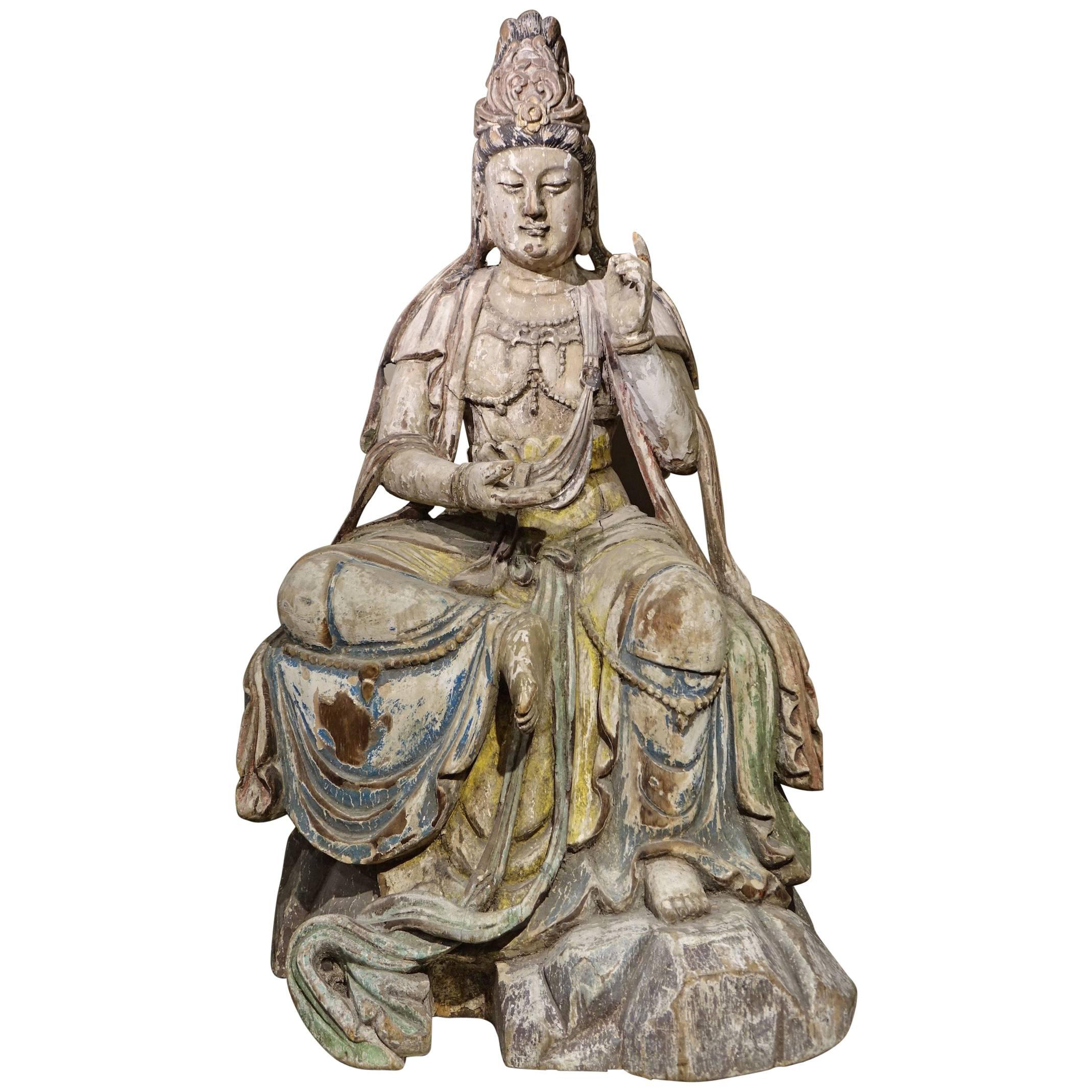 Guanyin, the Chinese Form of the Bodhisattva, Ming Style, China, 19th Century For Sale