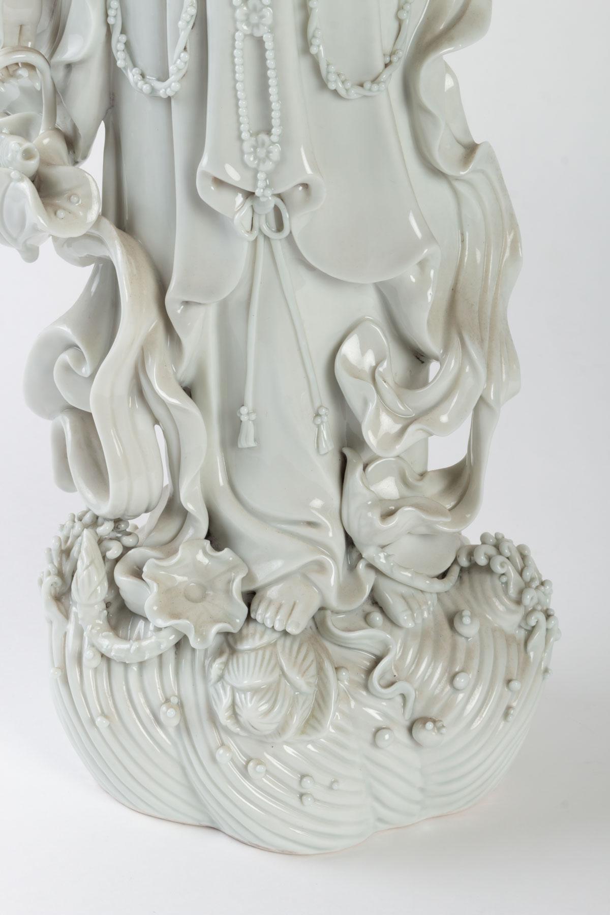 Chinese Guanyin with Scepter and Lotus Basket