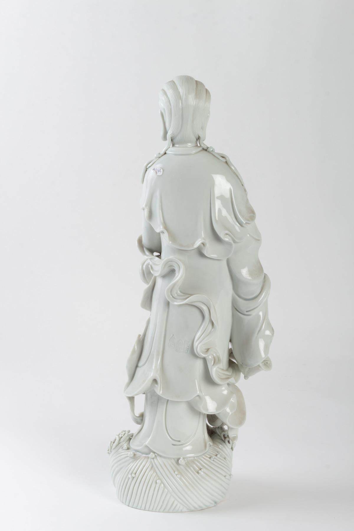 19th Century Guanyin with Scepter and Lotus Basket
