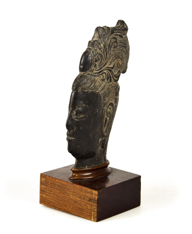 Guanyin's Head, Original Stone Sculpture by Chinese Master, Early 20th Century For Sale at 1stdibs