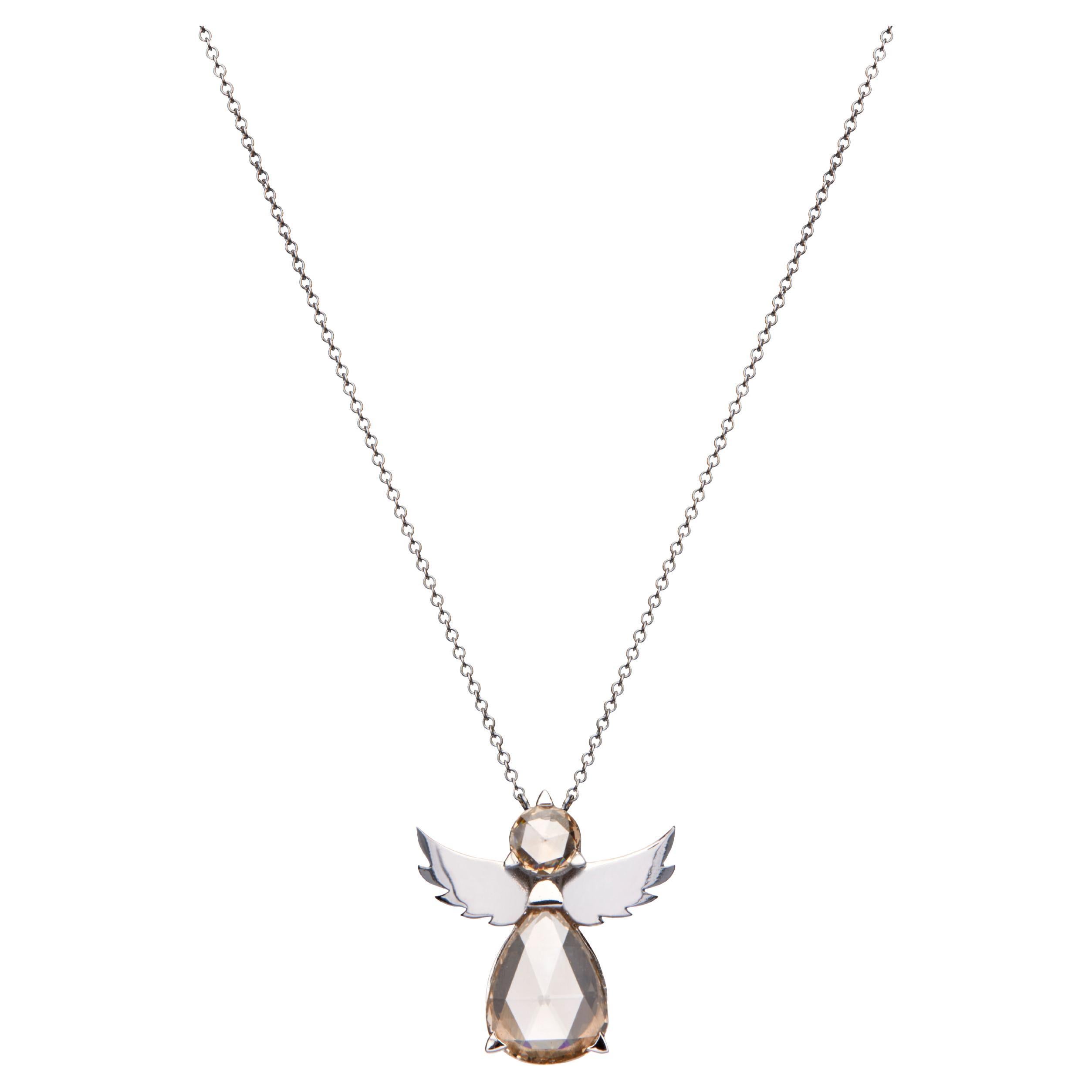 Details about   Guardian Angel Necklace white gold wings pendant angel wings 