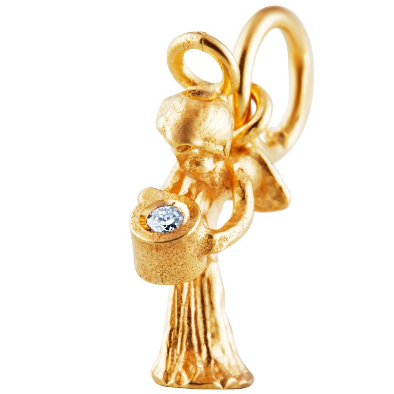 Guardian Angel Pendant Traceable Diamond In 18k Yellow Gold By Rocks For Life For Sale
