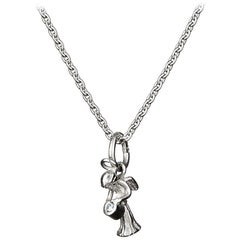 Guardian Angel Pendant With Chain Traceable Diamond 18 Karat White Gold