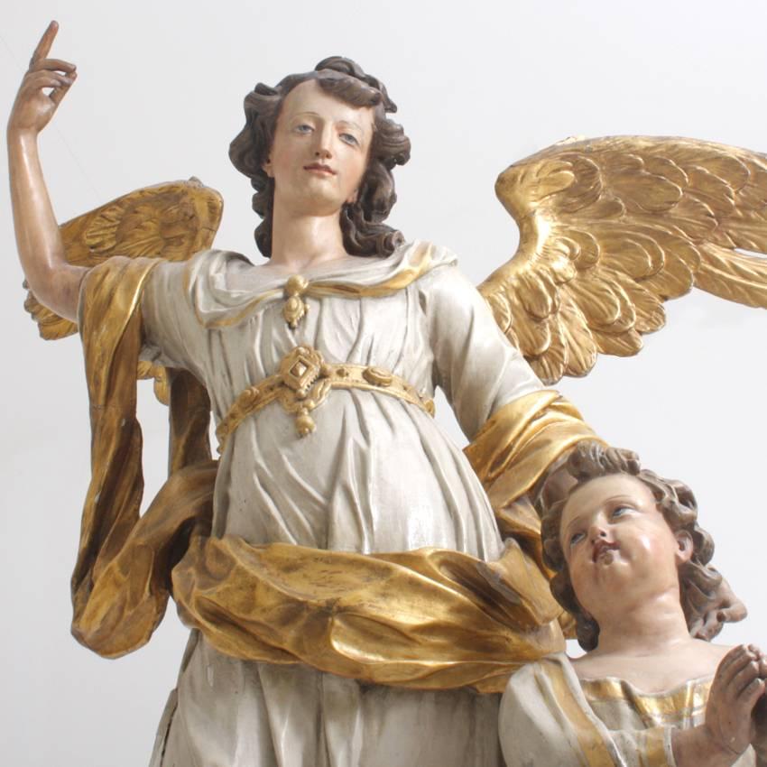 Baroque Guardian Angel Sculpture Attributed to Matthias Faller, Southern Germany