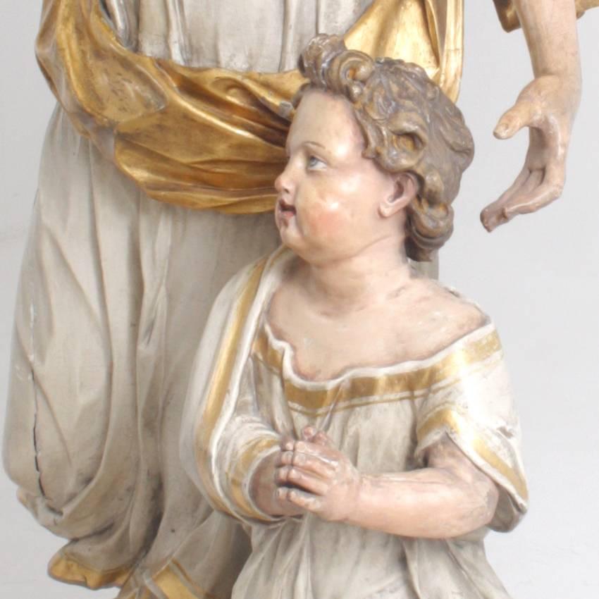Bois Sculpture d'ange gardien attribuée à Matthias Faller:: Allemagne du Sud
