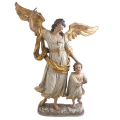 Antique Guardian Angel Sculpture Attributed to Matthias Faller, Southern Germany