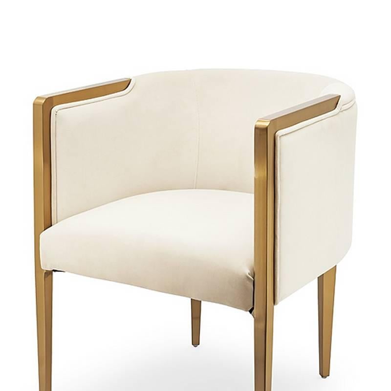 white and gold arm chair