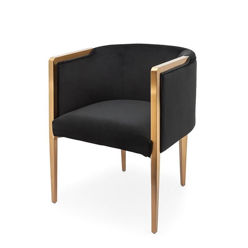 Gilt Guardian Armchair with White or Black Velvet Fabric with Satinated Gold Finish