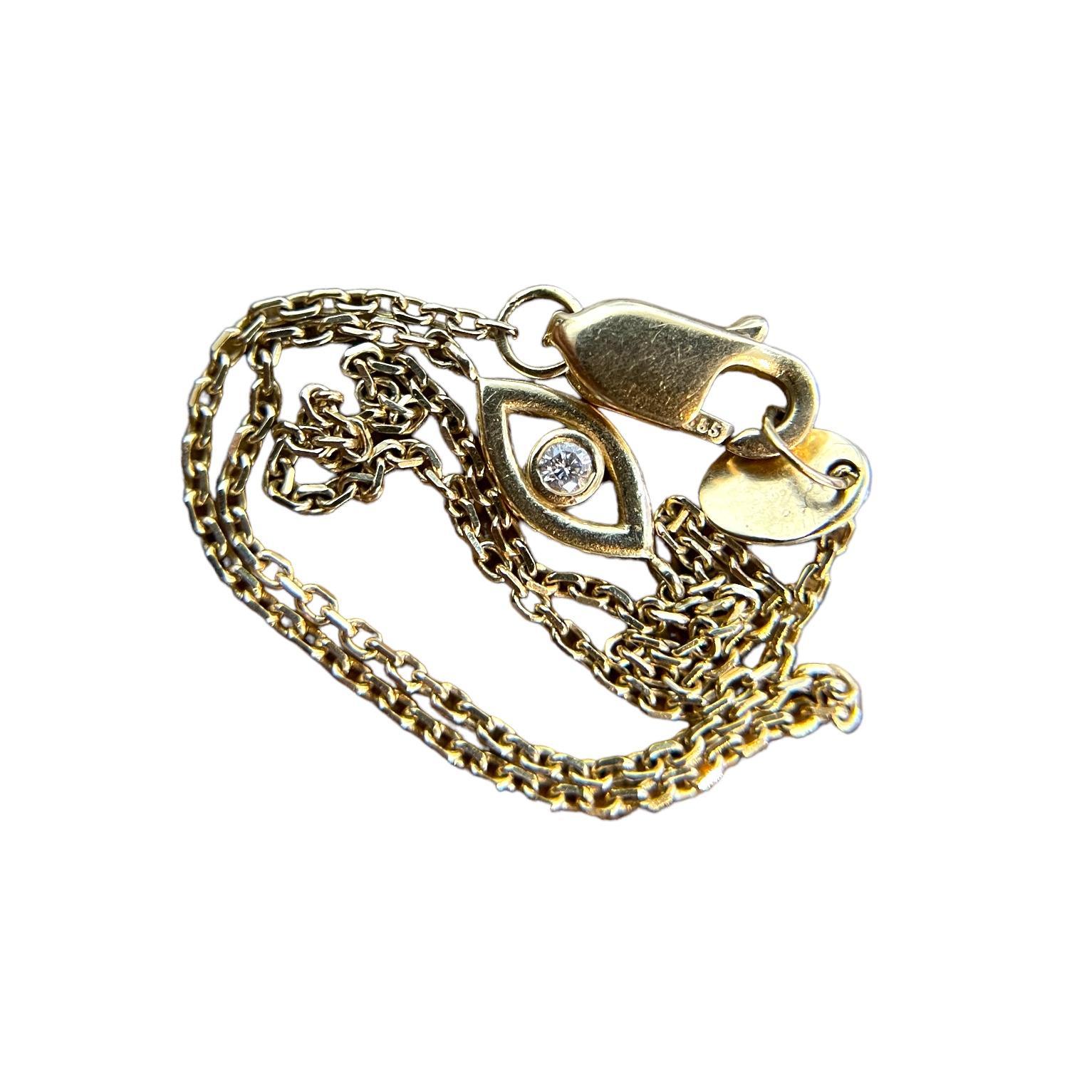 Guardian Charm: 14K Yellow Gold Evil Eye Bracelet In Excellent Condition For Sale In New York, NY