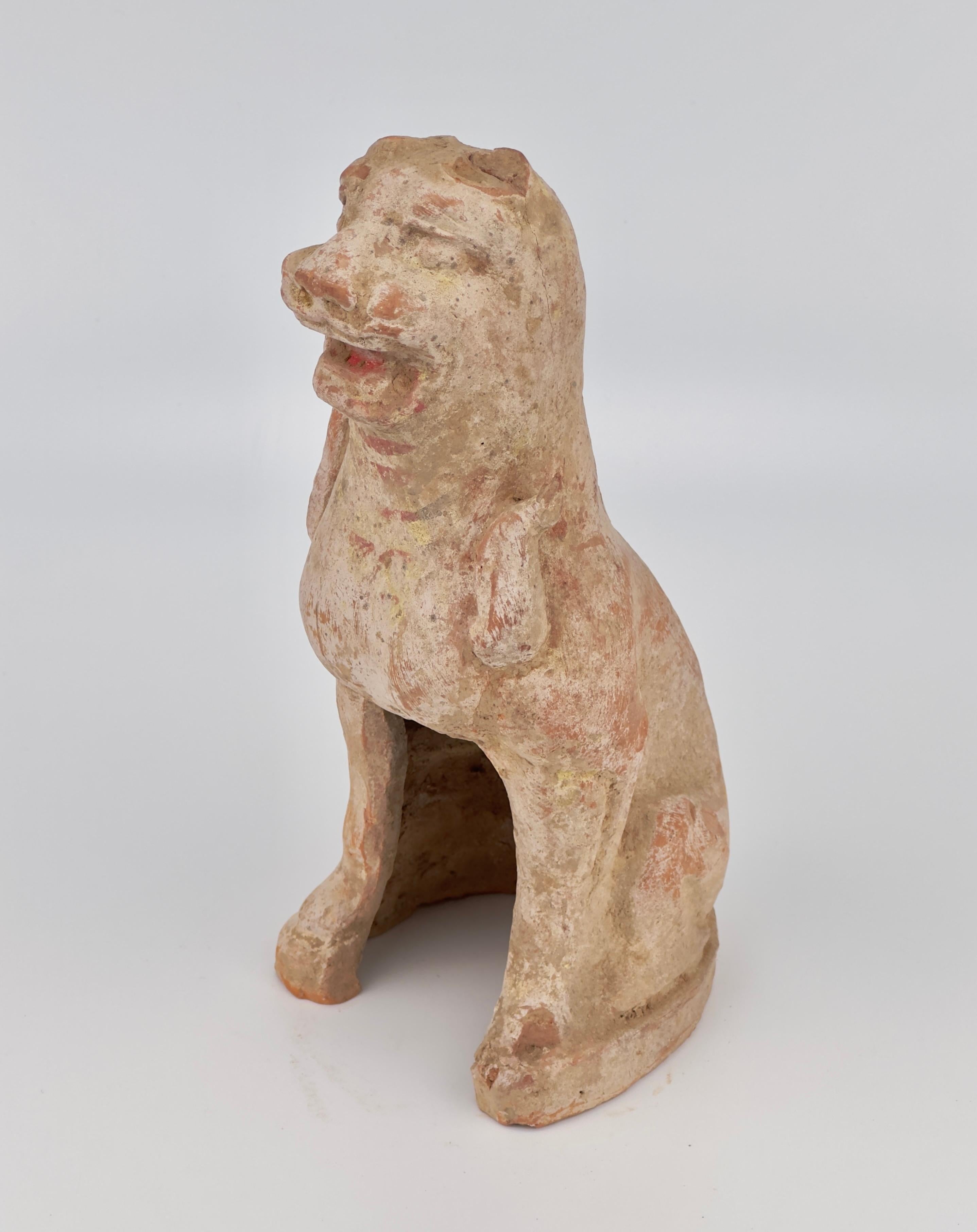 Guardian Haitai Lion Pottery Figure, Northern Wei-Tang Dynasties For Sale 1