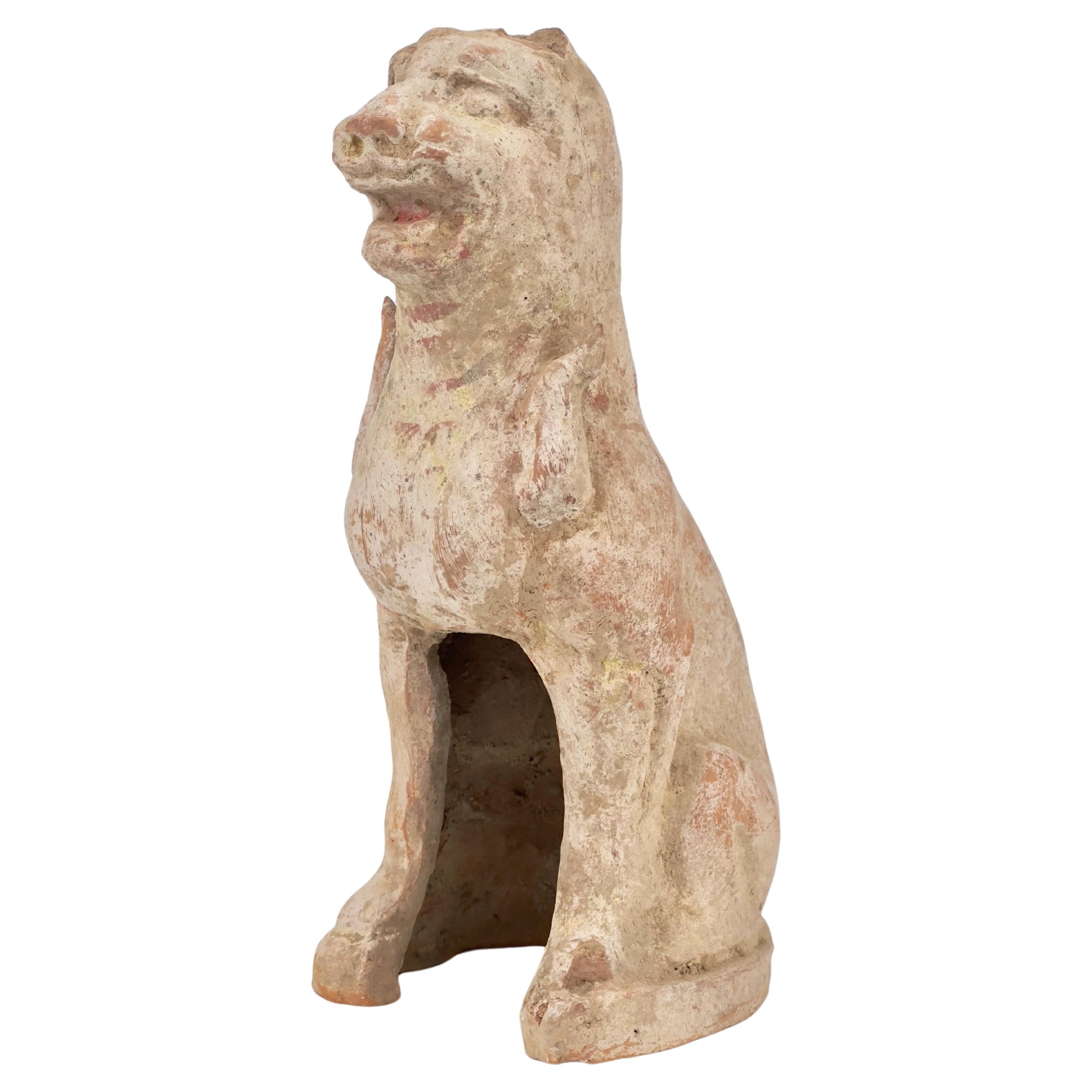 Guardian Haitai Lion Pottery Figure, Northern Wei-Tang Dynasties For Sale