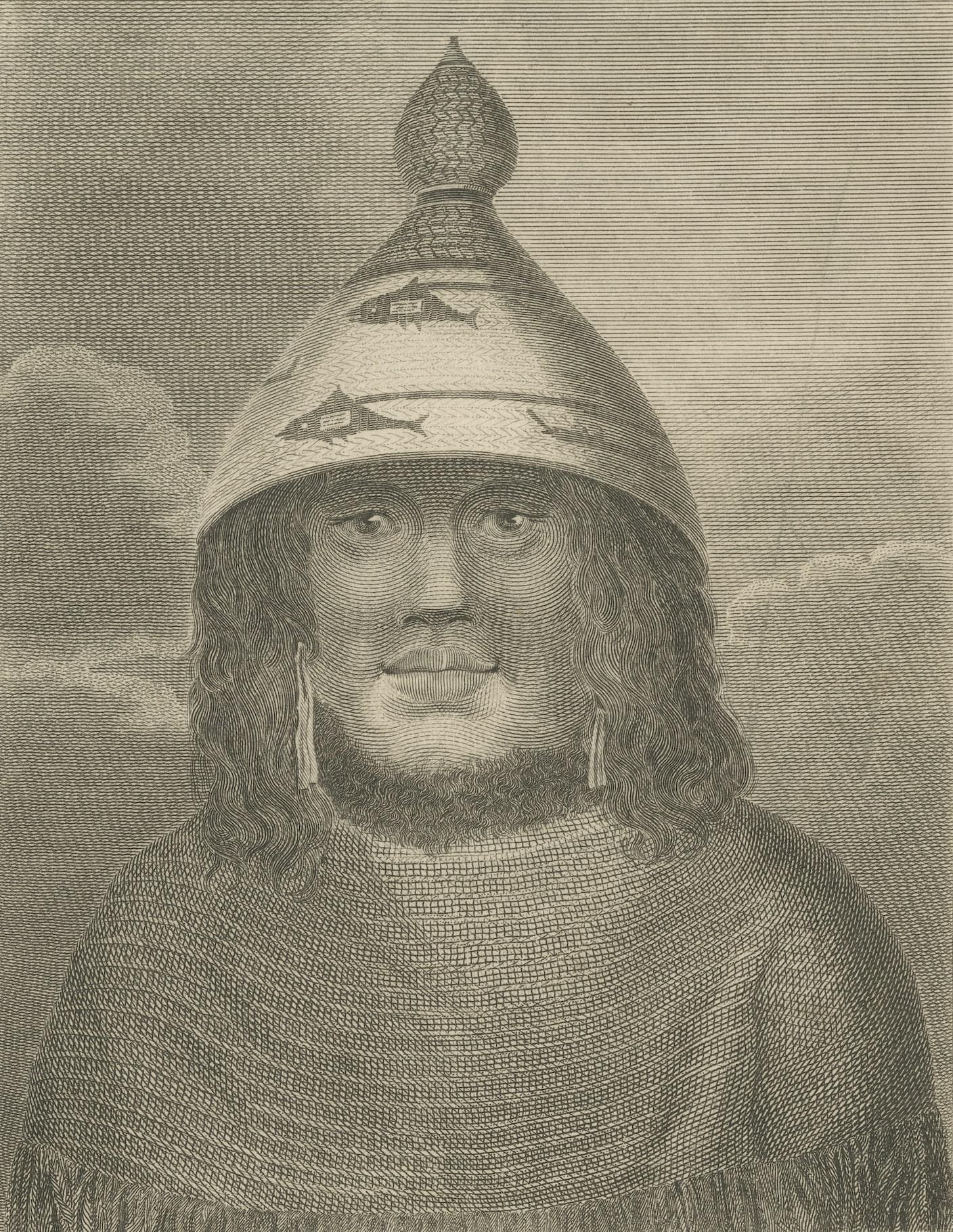 18th Century Guardian of Nootka Sound: A Lyddiker Etching from John Webber's Artistry, 1795 For Sale