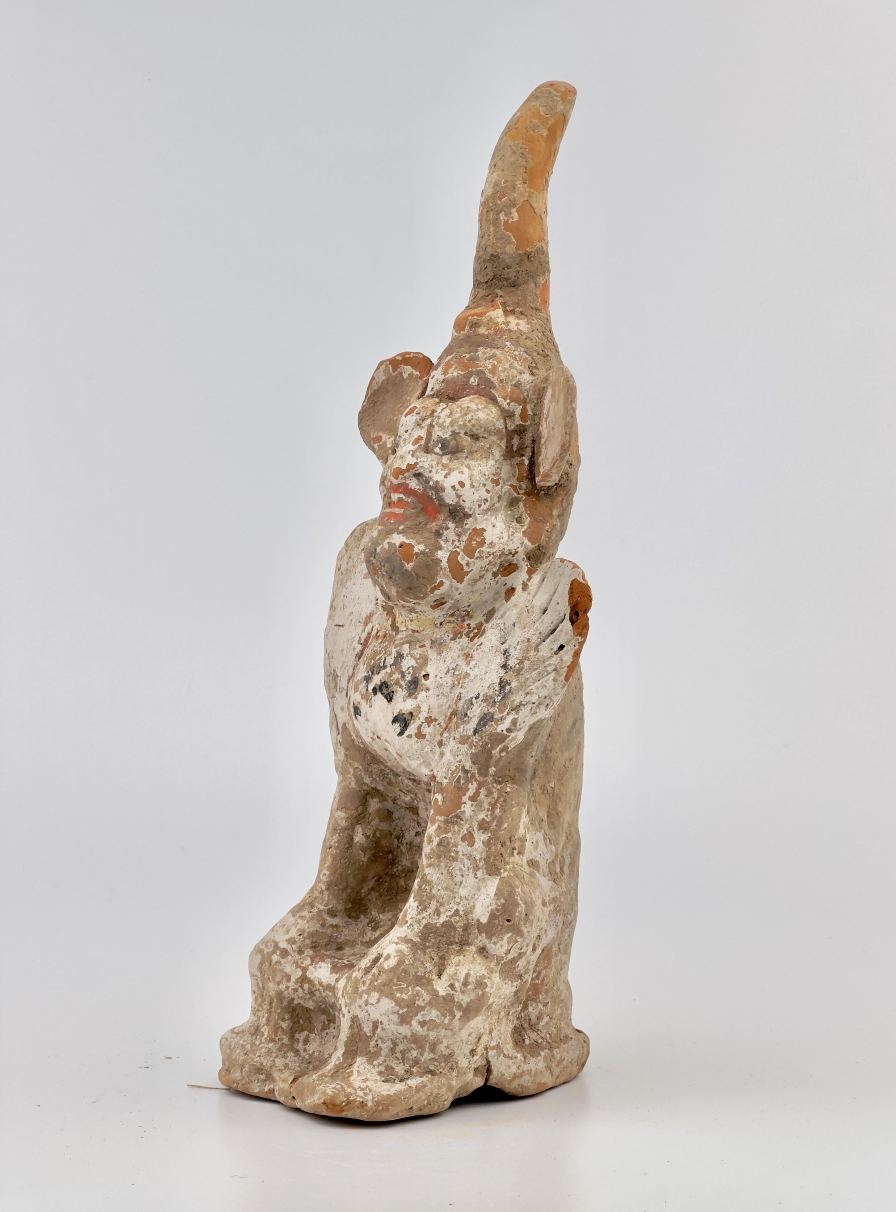 18th Century and Earlier Guardian Official Pottery Figure, Northern Wei-Tang Dynasty For Sale