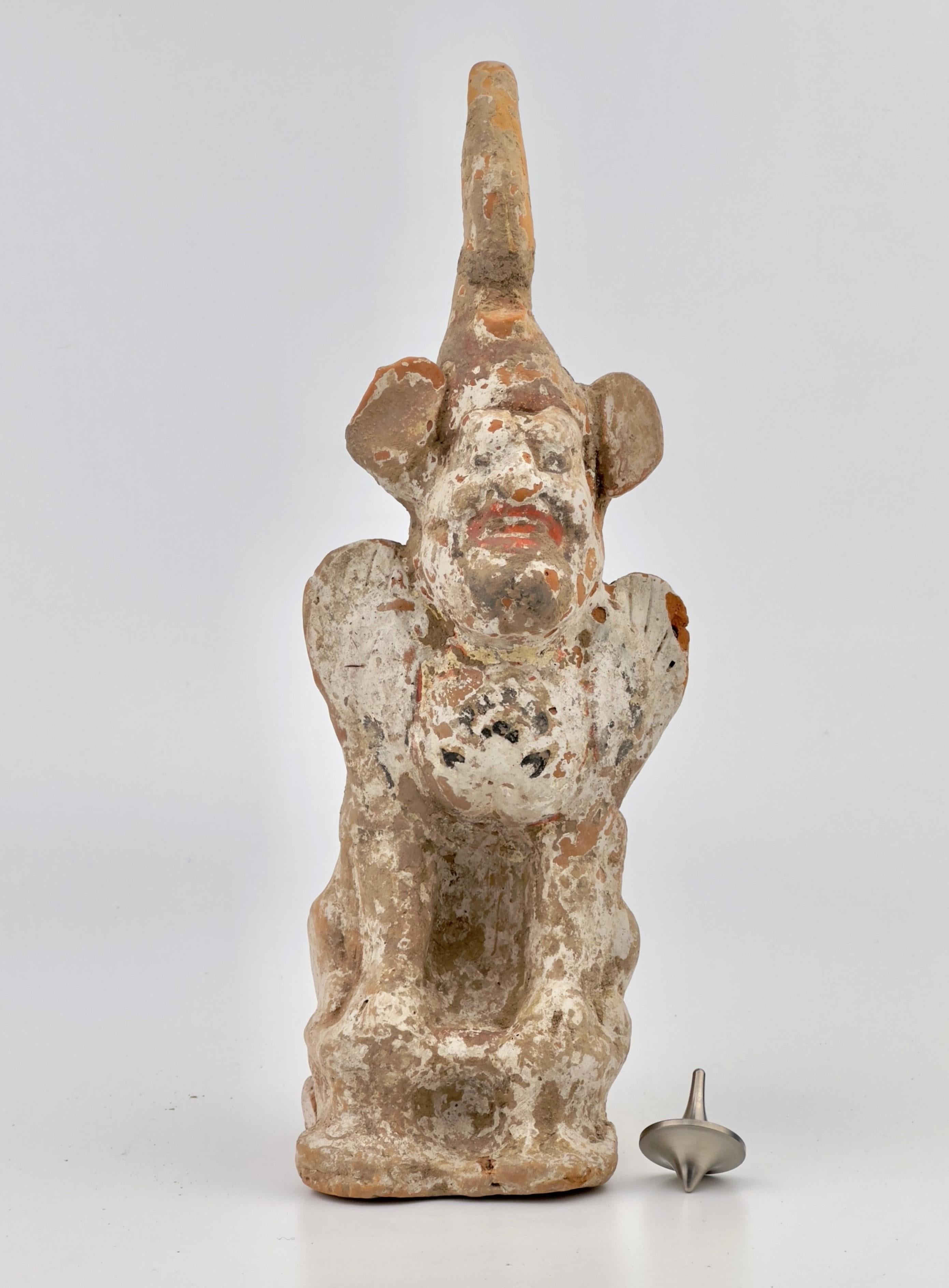 Earthenware Guardian Official Pottery Figure, Northern Wei-Tang Dynasty For Sale