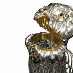 Guardian Owl Art Deco Sterling Silver Crystal Wine Pitcher- Konforti