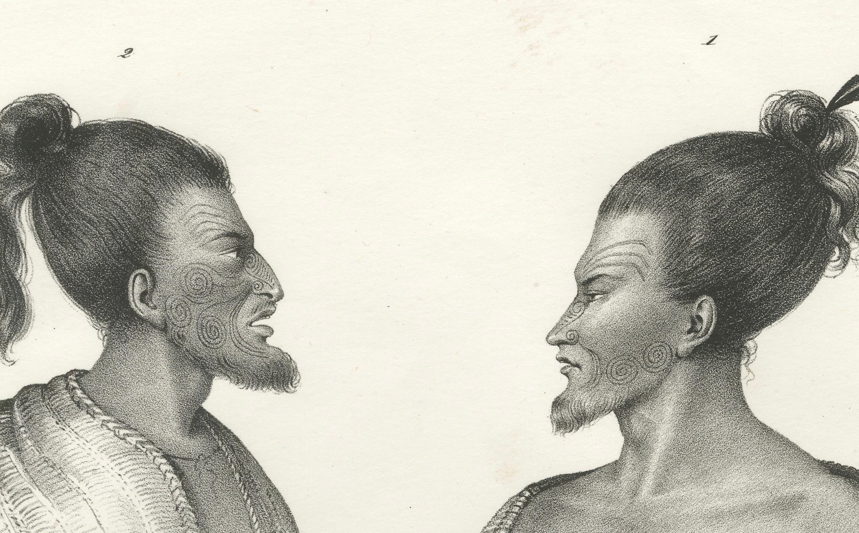 Hüter des Erbes: Maori-Häuptlinge und -Familien aus Hiva Oa und Tewaaiti, 1836 (Papier) im Angebot