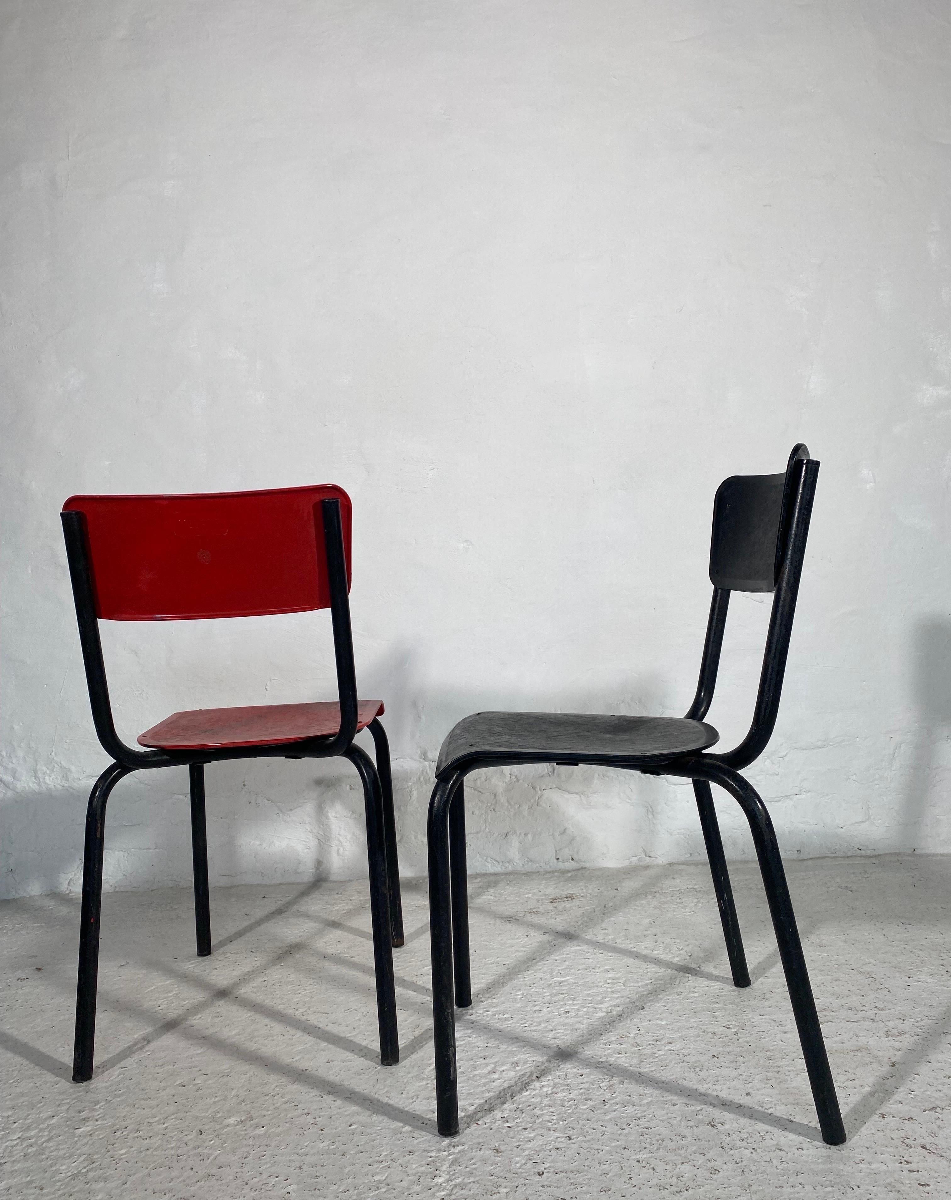Guarich for Meurop set of Six Stacking Chairs, 
Red, Blue and Black,
1960s
 2