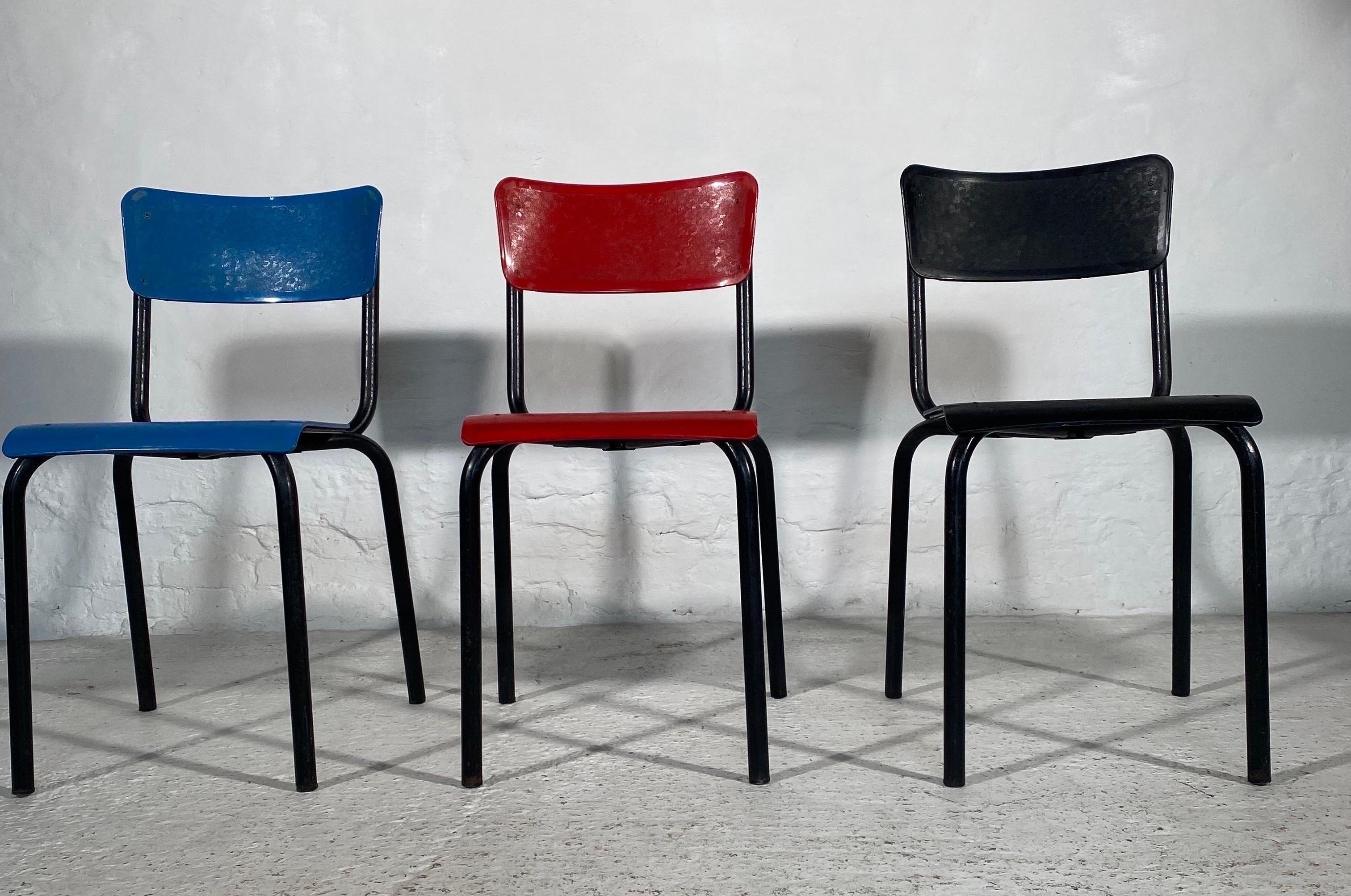 Guarich for Meurop set of Six Stacking Chairs, 
Red, Blue and Black,
1960s
 5