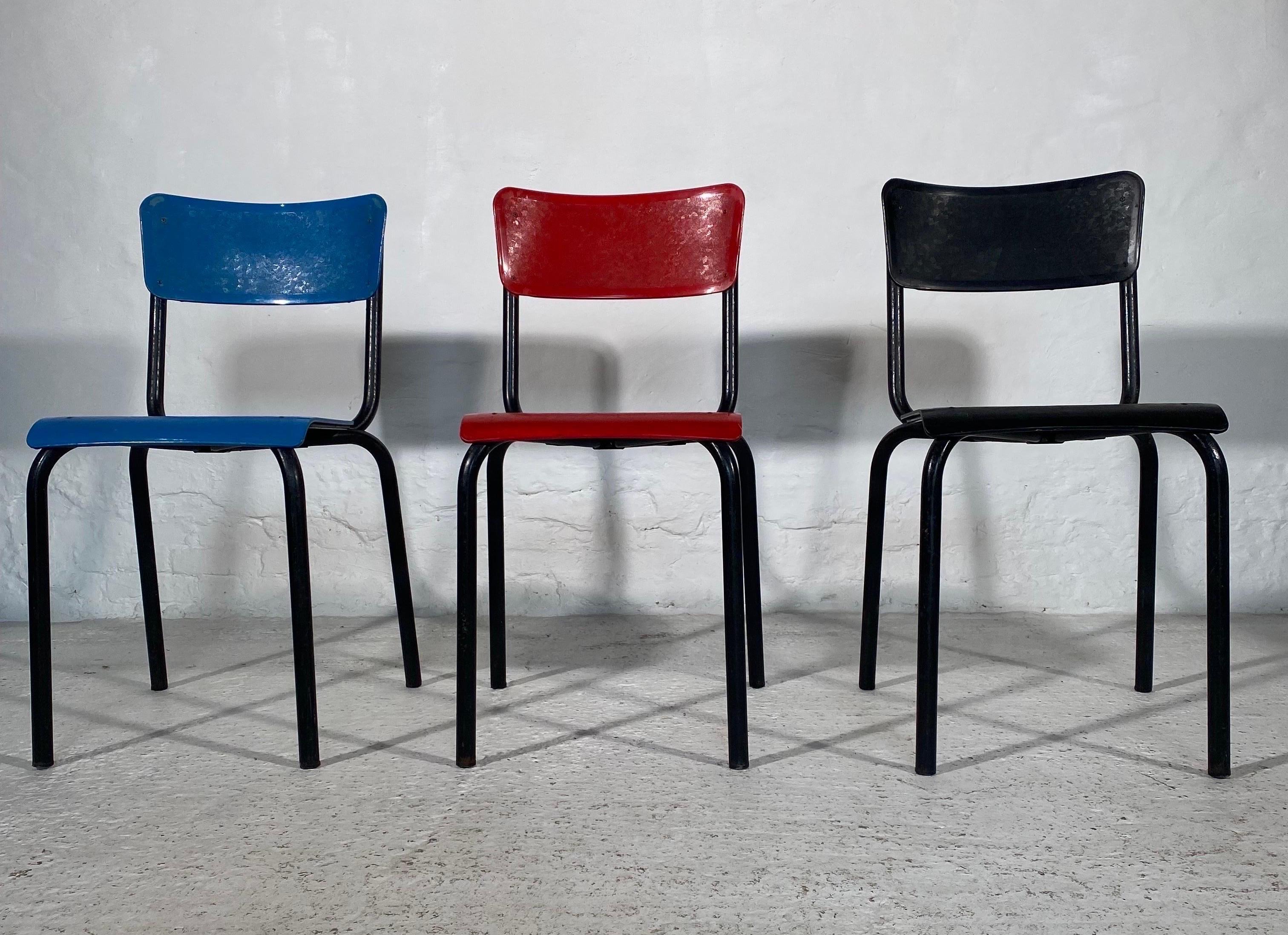 Guarich for Meurop set of Six Stacking Chairs, 
Red, Blue and Black,
1960s
 6