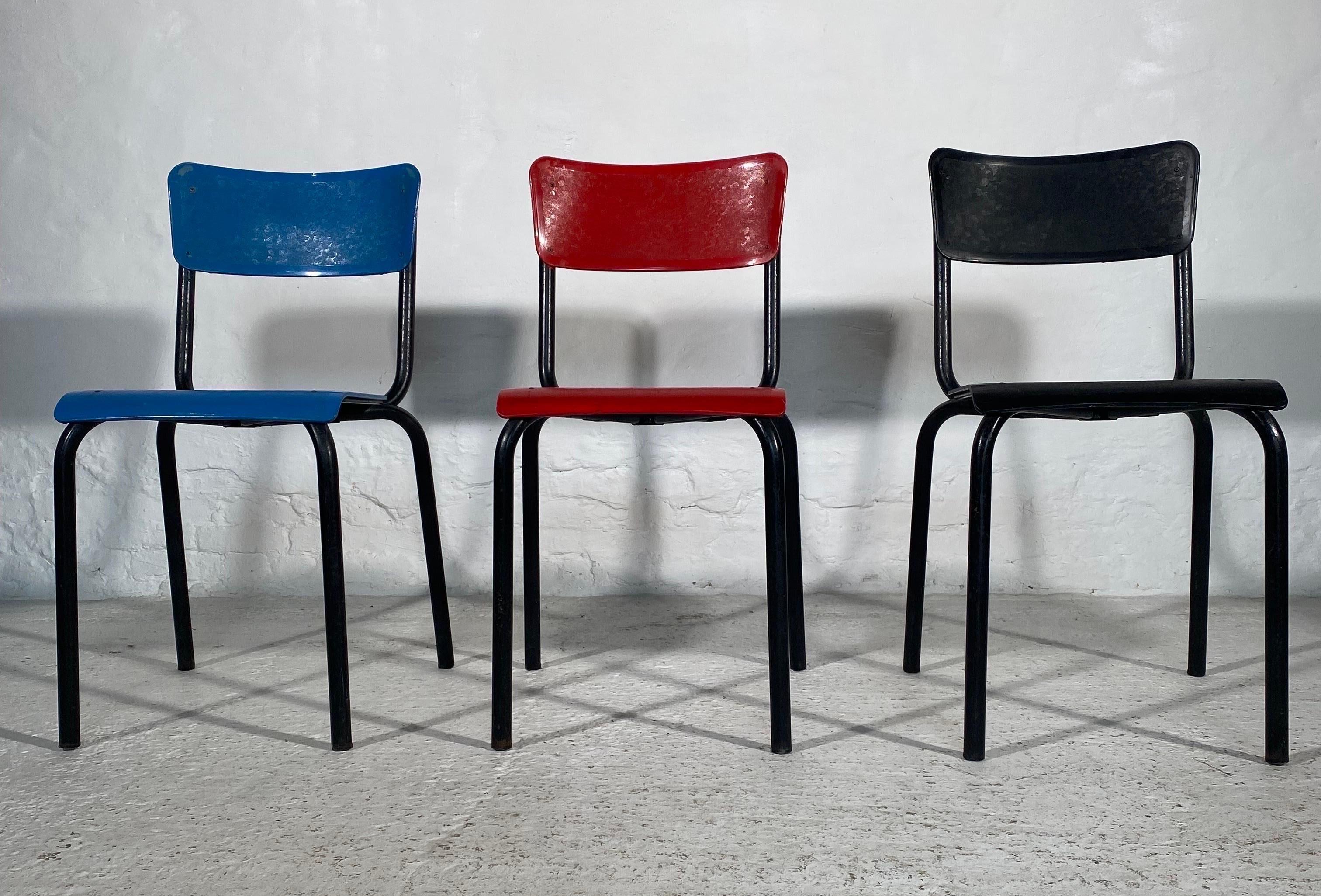 Guarich for Meurop set of Six Stacking Chairs, 
Red, Blue and Black,
1960s
 7