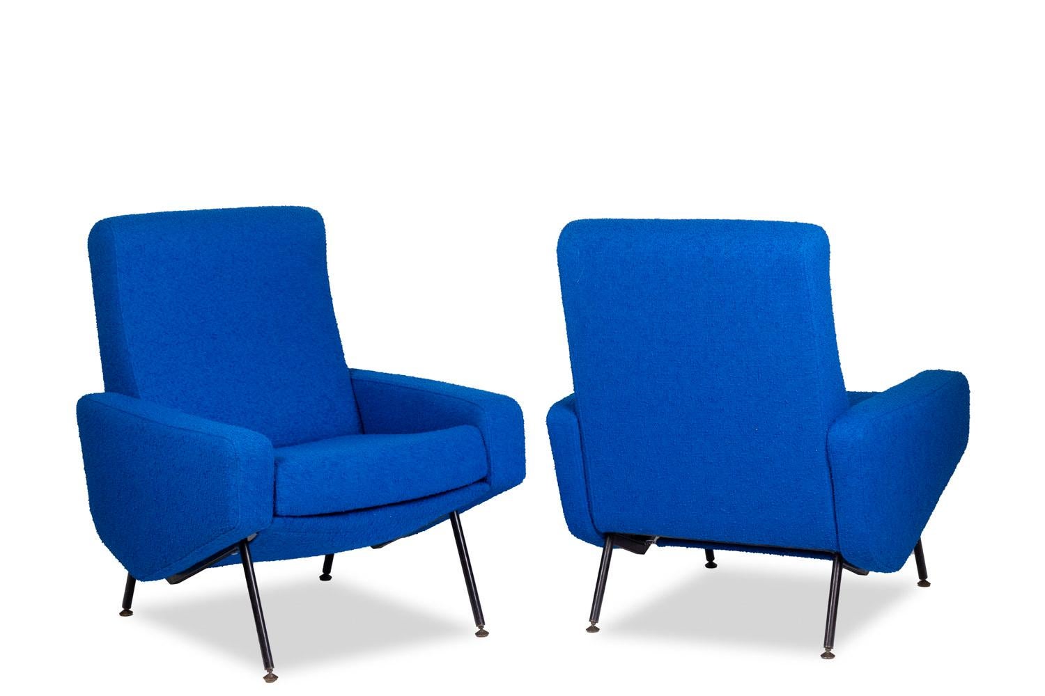 Métal Guariche pour Airborne, Paire de fauteuils Troïka, années 1950
