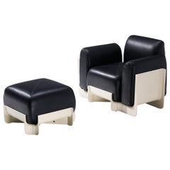 Guarnacci, Padovano & Claudio Vagnoni for 1P 'Duna' Lounge Chair with Ottoman