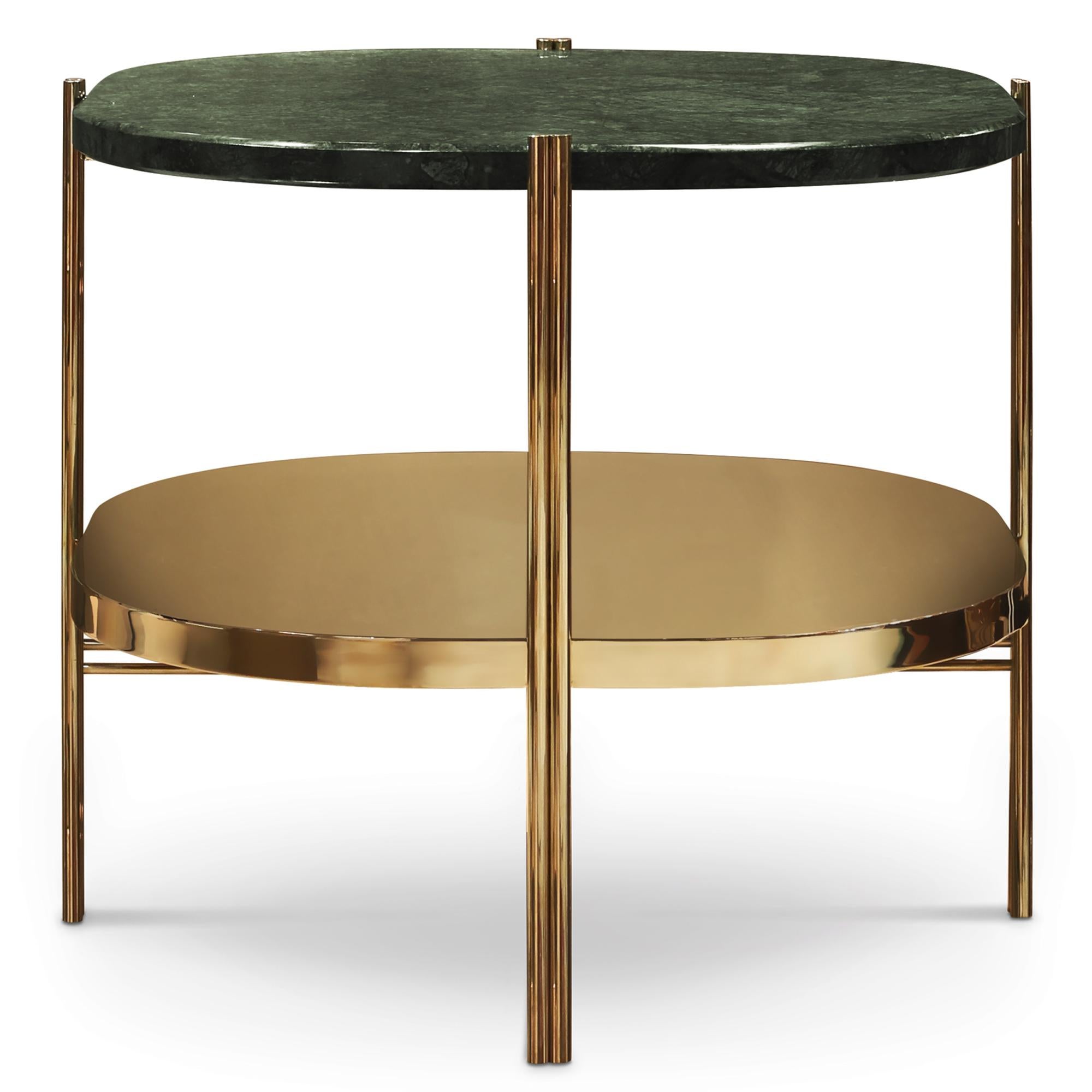 Guatemala Marble Side Table in Polished Brass In New Condition For Sale In Paris, FR