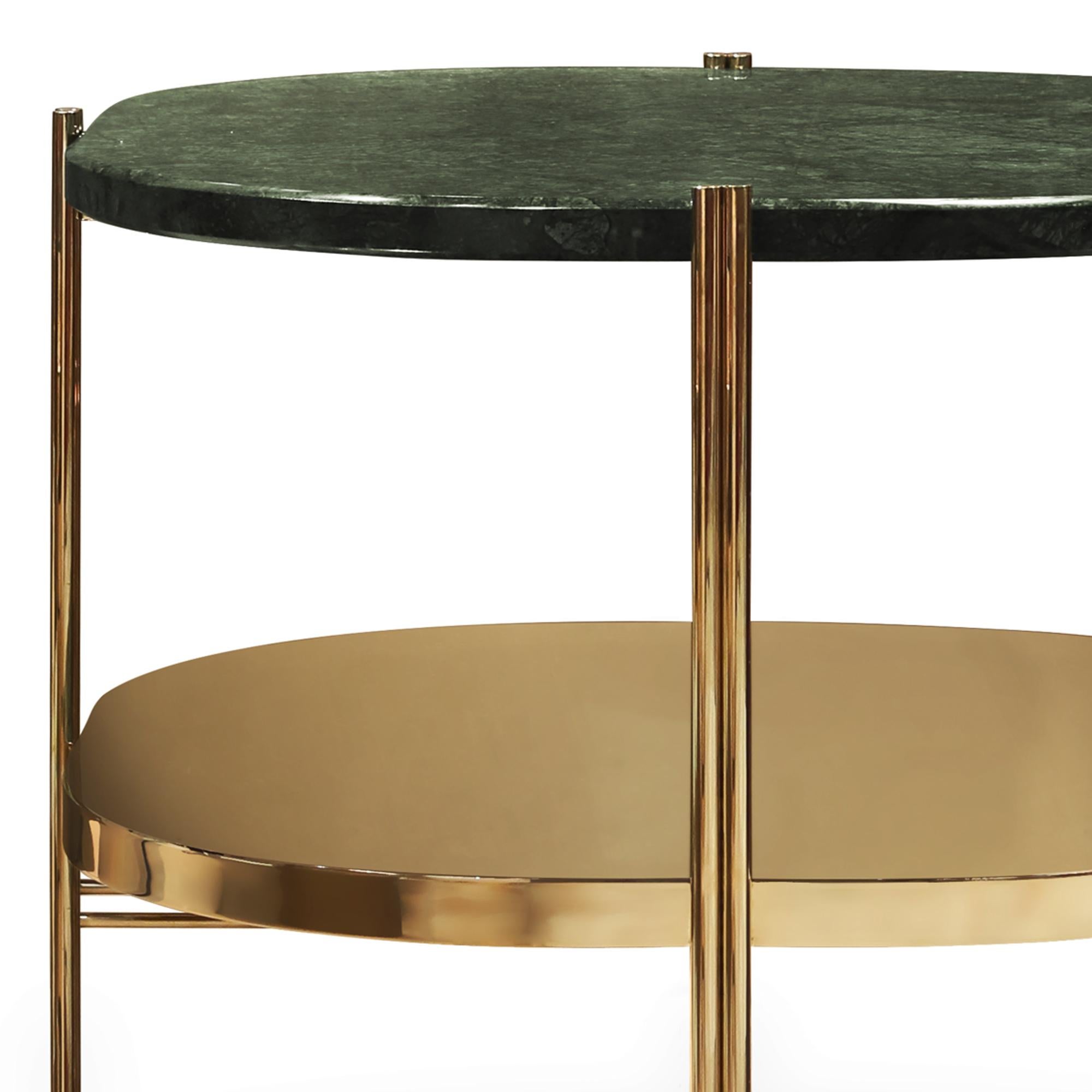 Contemporary Guatemala Marble Side Table in Polished Brass For Sale
