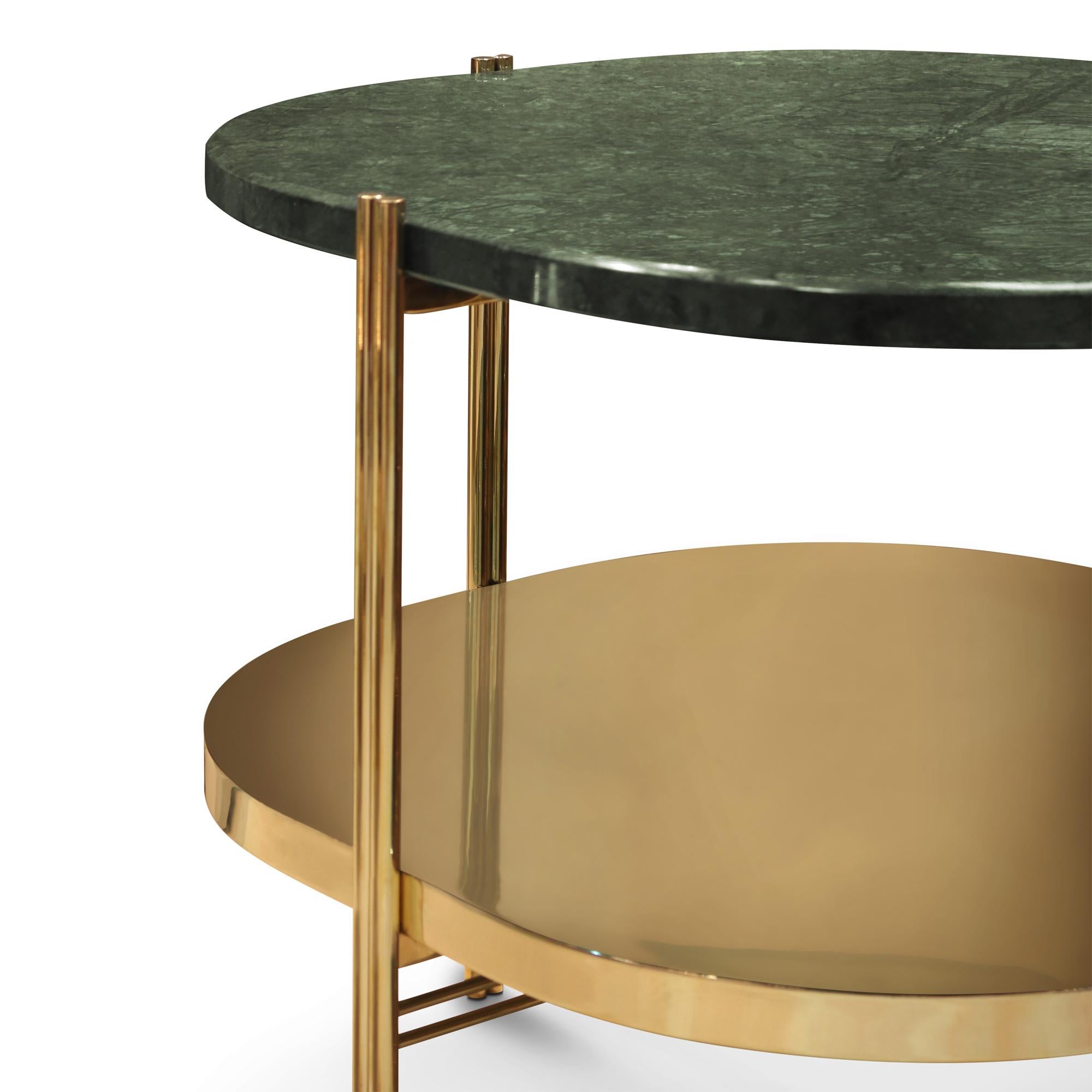 Guatemala Marble Side Table in Polished Brass For Sale 1