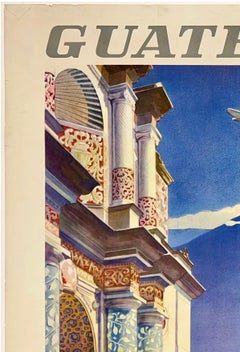 GUATEMALA - PAN AMERICAN : Affiche vintage originale de la compagnie aérienne Pan Am sur le thème du voyage et du tourisme