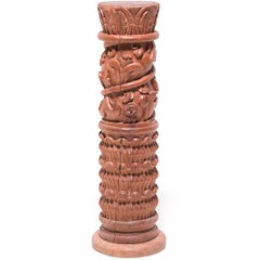 Guatemalan Carved Column Pedestal