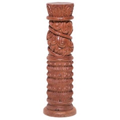 Guatemalan Carved Column Pedestal