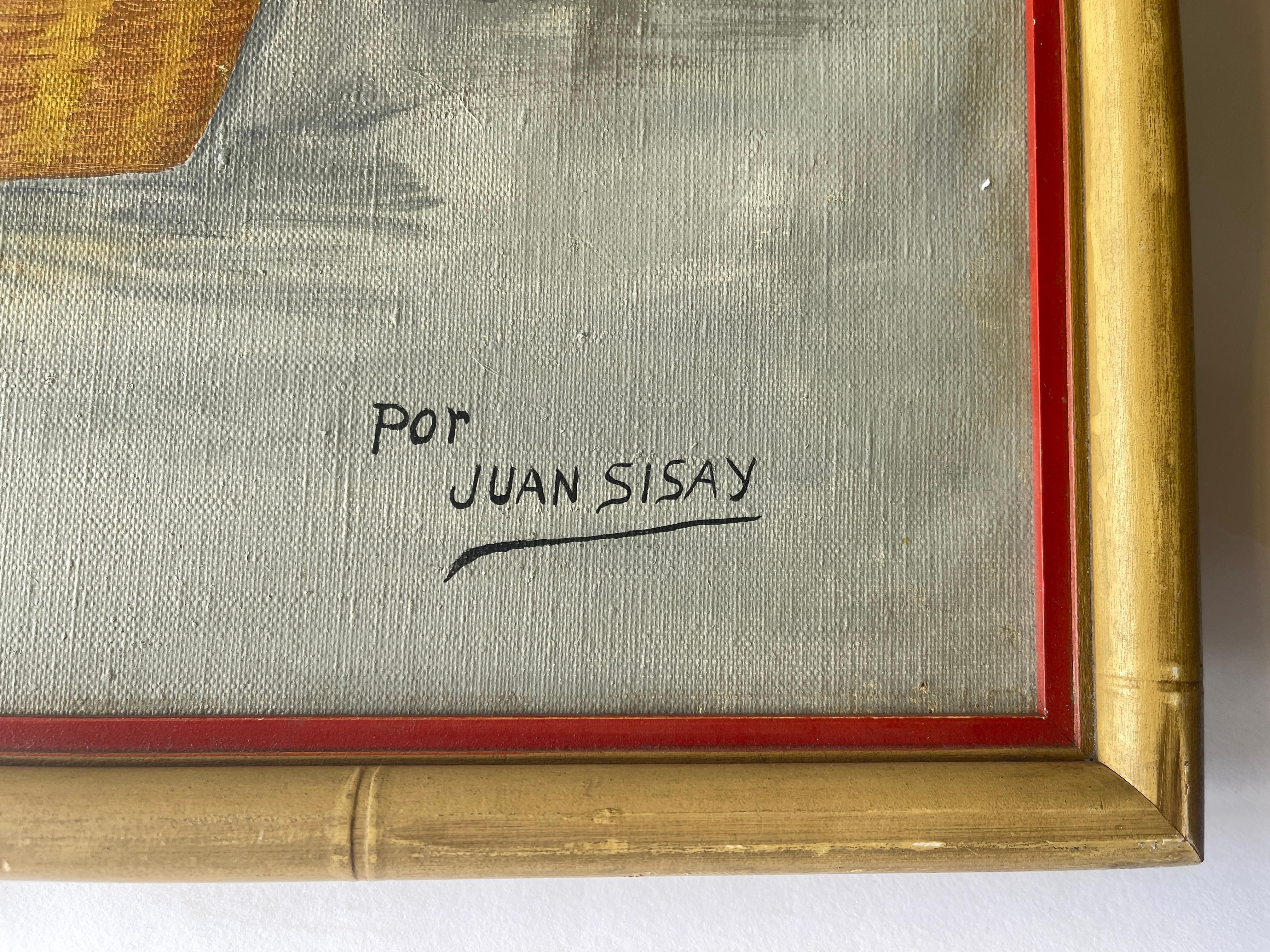 Vendedores de fruta guatemaltecos Óleo sobre lienzo Pintura de Juan Sisay Tribal en venta
