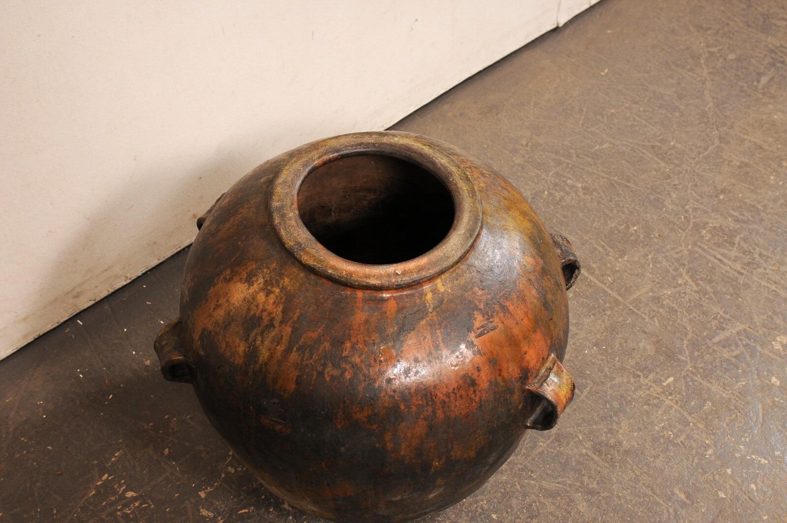 Guatemalan Glazed Cooking Pot w/Handles For Sale 1