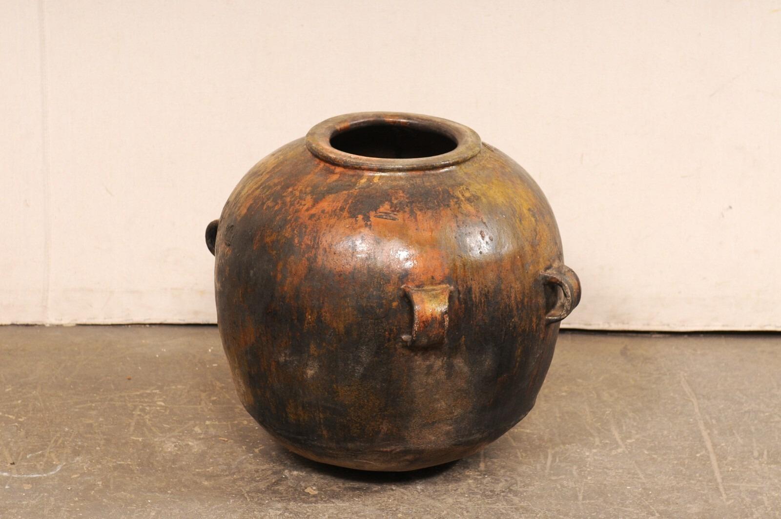 Guatemalan Glazed Cooking Pot w/Handles For Sale 2