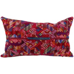 Guatemalan Huipil Textile Pillow in Red Pink Violet Blue Yellow