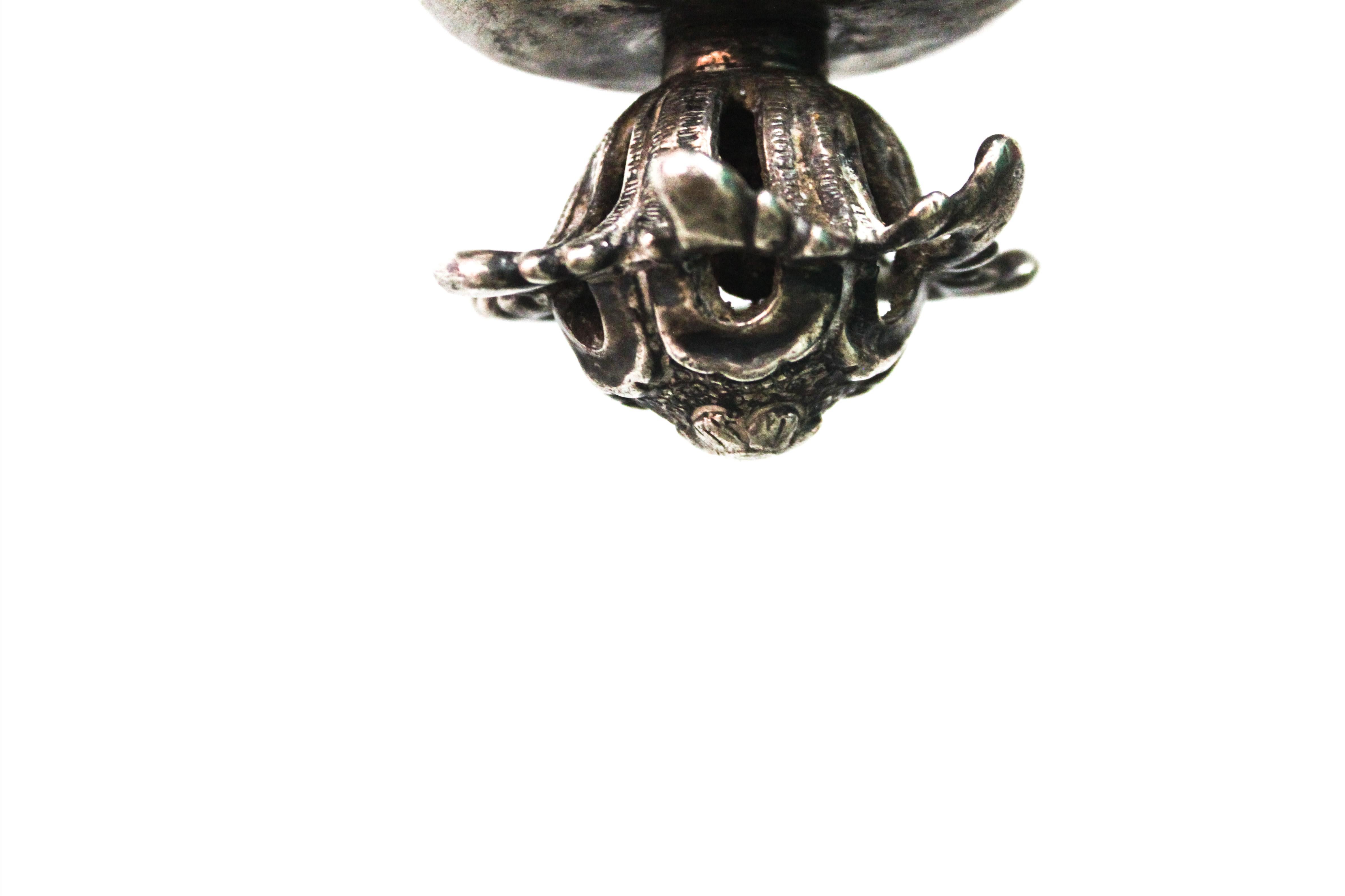 Silvered Guatemalan Silver Candlestick For Sale